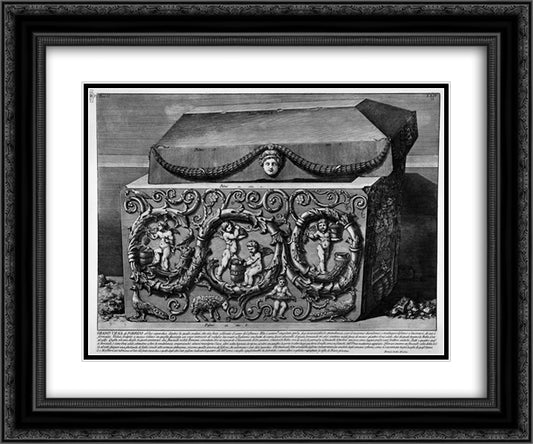 The Roman antiquities, t. 2, Plate XXIV. Columns with their capitals, architrave, frieze and cornice existing under the arches 24x20 Black Ornate Wood Framed Art Print Poster with Double Matting by Piranesi, Giovanni Battista