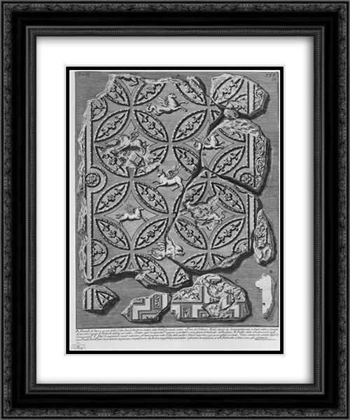 The Roman antiquities, t. 2, Plate XXX. Plan and elevation of a factory located not far from the burial Tower Slave 20x24 Black Ornate Wood Framed Art Print Poster with Double Matting by Piranesi, Giovanni Battista