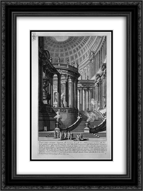 Ancient temple invented and designed in the manner of those that were manufactured in honor of the goddess Vesta (recorded in 1743) 18x24 Black Ornate Wood Framed Art Print Poster with Double Matting by Piranesi, Giovanni Battista