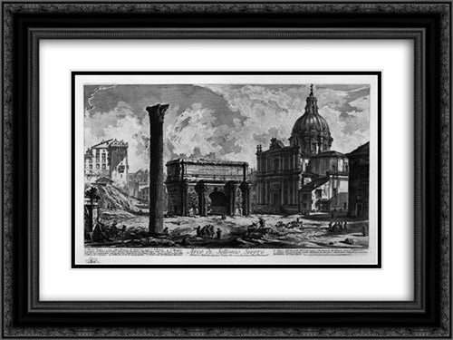 Arch of Septimius Severus 24x18 Black Ornate Wood Framed Art Print Poster with Double Matting by Piranesi, Giovanni Battista