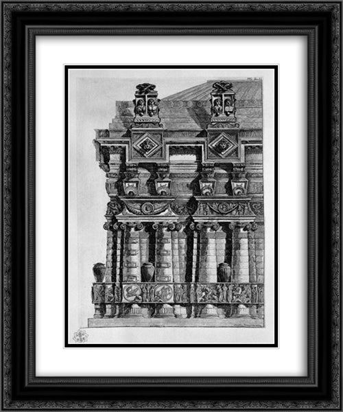 Architectural decoration 20x24 Black Ornate Wood Framed Art Print Poster with Double Matting by Piranesi, Giovanni Battista