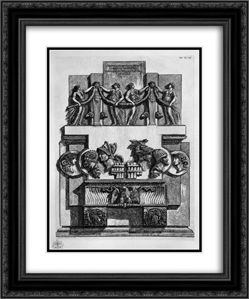 Architectural decoration 20x24 Black Ornate Wood Framed Art Print Poster with Double Matting by Piranesi, Giovanni Battista