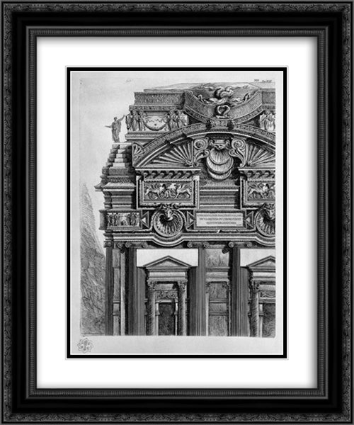 Architectural decoration 20x24 Black Ornate Wood Framed Art Print Poster with Double Matting by Piranesi, Giovanni Battista