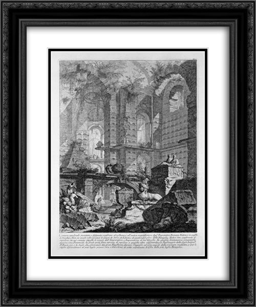 Burial chamber invented and designed in accordance with the custom and the ancient Roman emperors magnificence 20x24 Black Ornate Wood Framed Art Print Poster with Double Matting by Piranesi, Giovanni Battista