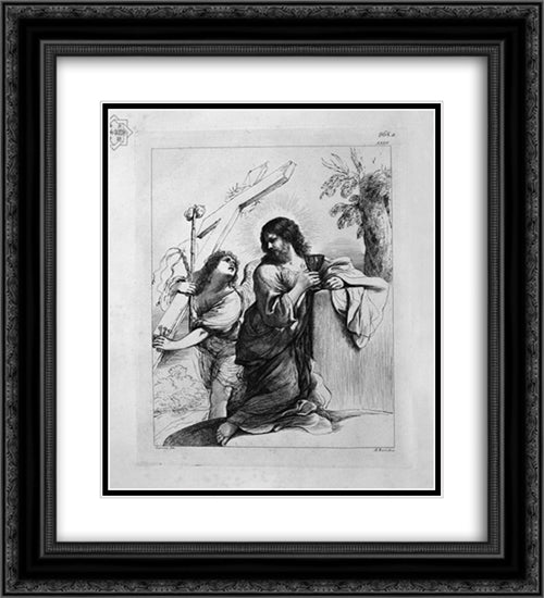 Jesus in prayer, with the `angel who shows him the instruments of passion 20x22 Black Ornate Wood Framed Art Print Poster with Double Matting by Piranesi, Giovanni Battista