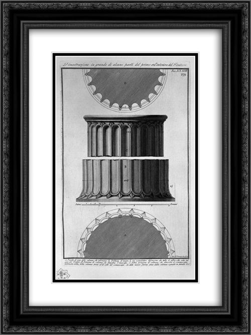 Demonstration in large parts of the first order interior of the Pantheon 18x24 Black Ornate Wood Framed Art Print Poster with Double Matting by Piranesi, Giovanni Battista