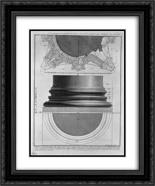 Demonstration in large parts of the Portico of the Pantheon 20x24 Black Ornate Wood Framed Art Print Poster with Double Matting by Piranesi, Giovanni Battista