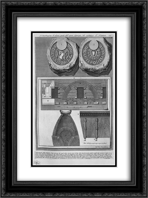 Demonstration of some parts of the Opera brick, which builds the Pantheon 18x24 Black Ornate Wood Framed Art Print Poster with Double Matting by Piranesi, Giovanni Battista