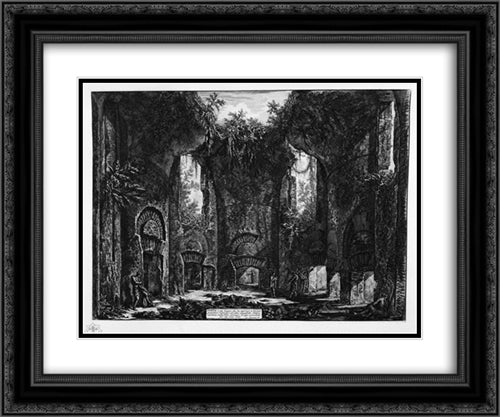 Diet or place of entrance to several great cubicles and other magnificent rooms, existing in the Villa Adriana 24x20 Black Ornate Wood Framed Art Print Poster with Double Matting by Piranesi, Giovanni Battista