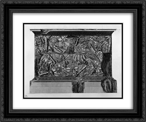 Fourth side of the pedestal of the same column 24x20 Black Ornate Wood Framed Art Print Poster with Double Matting by Piranesi, Giovanni Battista