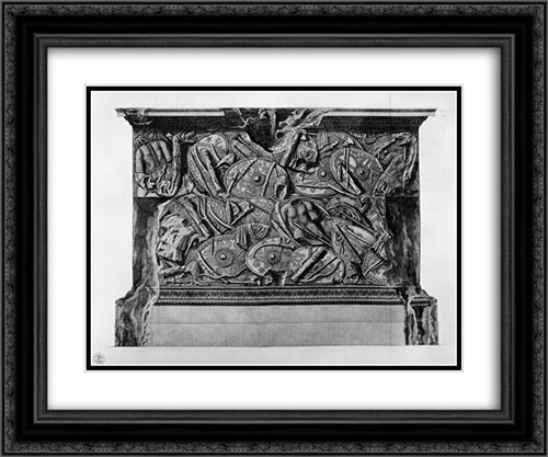 Fourth side of the pedestal of the same column 24x20 Black Ornate Wood Framed Art Print Poster with Double Matting by Piranesi, Giovanni Battista