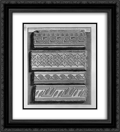 Friezes of Etruscan tombs of Tarquinia 20x22 Black Ornate Wood Framed Art Print Poster with Double Matting by Piranesi, Giovanni Battista