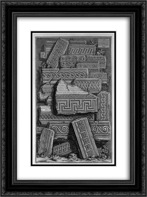 Friezes of Etruscan tombs of Tarquinia 18x24 Black Ornate Wood Framed Art Print Poster with Double Matting by Piranesi, Giovanni Battista