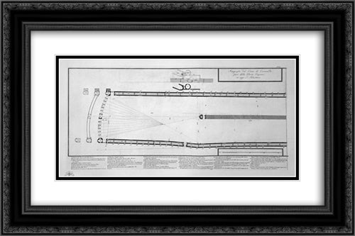 Ground plan of the Circus of Caracalla in today Capena outside the Porta S. Sebastian, in the two boards meet together 24x16 Black Ornate Wood Framed Art Print Poster with Double Matting by Piranesi, Giovanni Battista