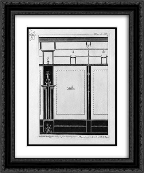 In the House of Pompeii, the lower floor of the porch wall with openings on the side of the house and the garden looks 20x24 Black Ornate Wood Framed Art Print Poster with Double Matting by Piranesi, Giovanni Battista