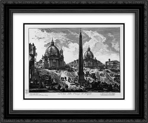 Interior view of the tomb of St. Constance made ??by Constantine the Great and erroneously called the Temple of Bacchus, now in the church of the same Holy 24x20 Black Ornate Wood Framed Art Print Poster with Double Matting by Piranesi, Giovanni Battista