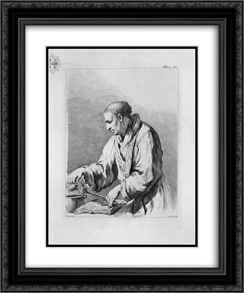 Half figure depicting a priest with the holy water 20x24 Black Ornate Wood Framed Art Print Poster with Double Matting by Piranesi, Giovanni Battista