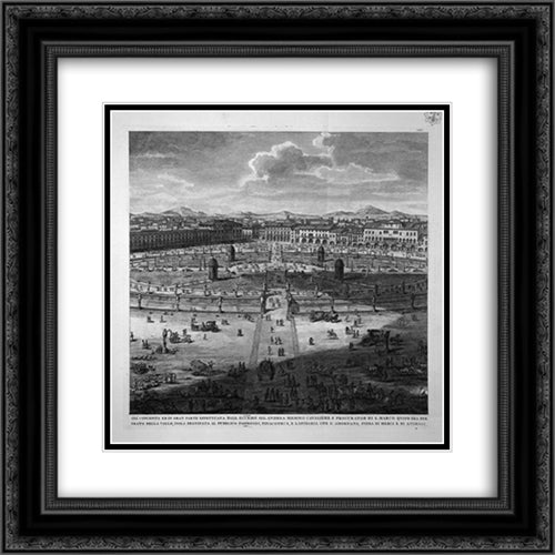 Perspective of New Square in Padua 20x20 Black Ornate Wood Framed Art Print Poster with Double Matting by Piranesi, Giovanni Battista