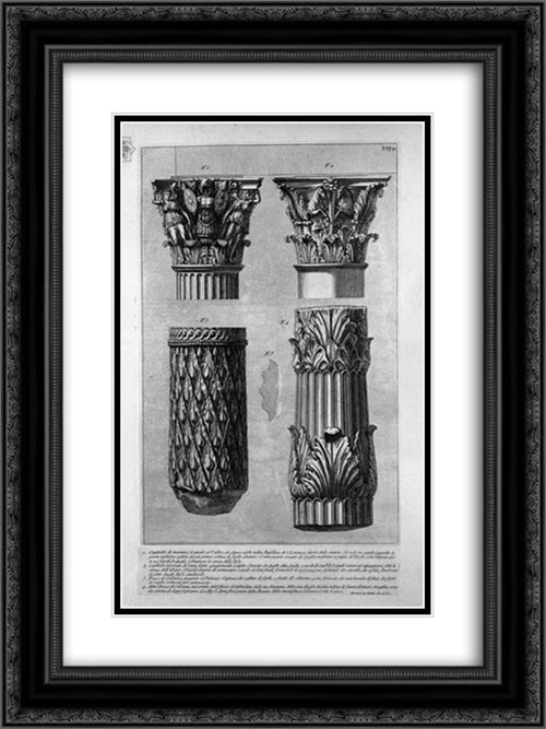 Pieces of columns and capitals 18x24 Black Ornate Wood Framed Art Print Poster with Double Matting by Piranesi, Giovanni Battista