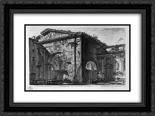 Remains of a covered porch, or cryptoporticus, in a villa of Domitian five miles distant from Rome on the Via Frascati 24x18 Black Ornate Wood Framed Art Print Poster with Double Matting by Piranesi, Giovanni Battista