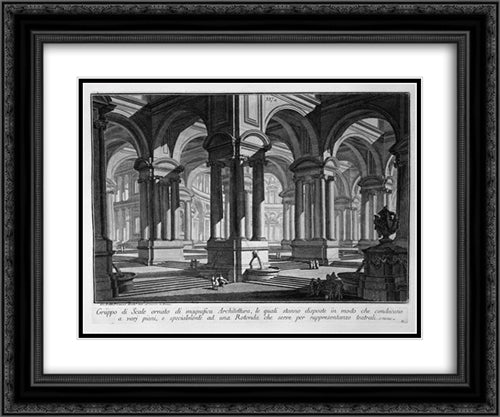 Set of stairs decorated with magnificent architecture 24x20 Black Ornate Wood Framed Art Print Poster with Double Matting by Piranesi, Giovanni Battista