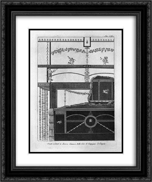 Several adorned the walls, vaults and floors in mosaic, existing in the cam of the Opera House for the decorations of Pompeii 20x24 Black Ornate Wood Framed Art Print Poster with Double Matting by Piranesi, Giovanni Battista