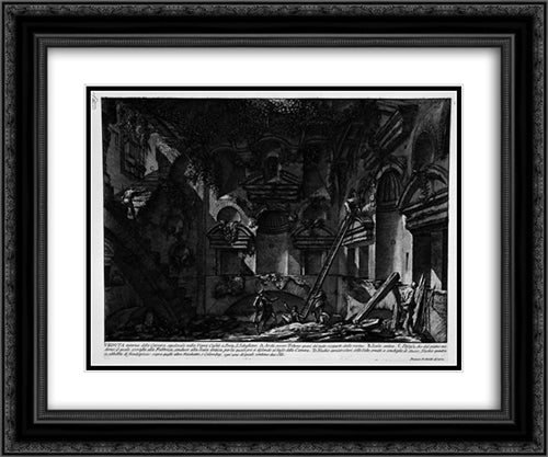 The Roman antiquities, t. 2, Plate LVI. Interior view of the burial chamber in the Vineyard Gate S. Casali Sebastiano 24x20 Black Ornate Wood Framed Art Print Poster with Double Matting by Piranesi, Giovanni Battista