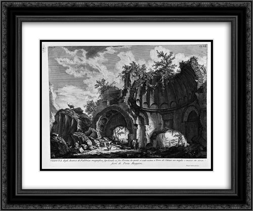 The Roman antiquities, t. 2, Plate LX. A view of the magnificent tomb near the remains of the factory in Torre de `Schiavi outside Porta Maggiore 24x20 Black Ornate Wood Framed Art Print Poster with Double Matting by Piranesi, Giovanni Battista