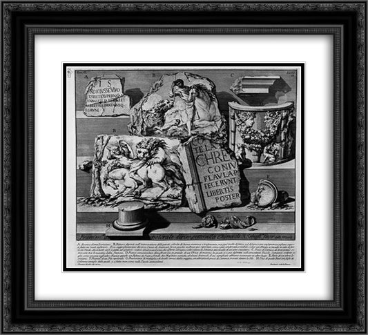 The Roman antiquities, t. 2, Plate XLVI. Fragments of the burial chamber opposite the Church of St. Sebastian outside the walls 22x20 Black Ornate Wood Framed Art Print Poster with Double Matting by Piranesi, Giovanni Battista