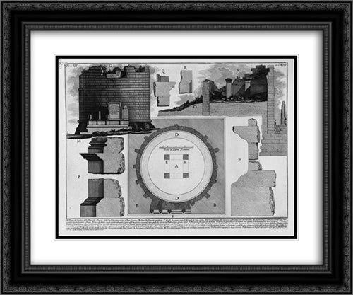 The Roman antiquities, t. 3, Plate XIII. Plan of the Tomb of Plautius Family Via Tiburtina near Ponte Lugano 24x20 Black Ornate Wood Framed Art Print Poster with Double Matting by Piranesi, Giovanni Battista