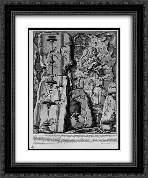 The Roman antiquities, t. 3, Plate XLVI. Inner wall of the Pyramid of Caius Cestius`s Room 20x24 Black Ornate Wood Framed Art Print Poster with Double Matting by Piranesi, Giovanni Battista