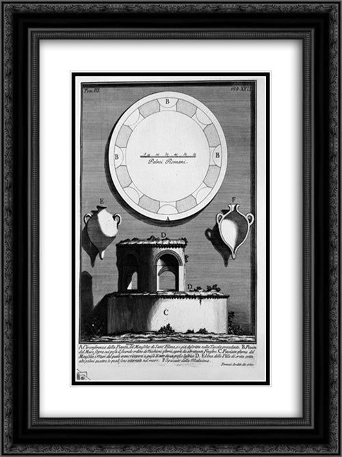 The Roman antiquities, t. 3, Plate XVII. Circumference of the earth and plant the previous exterior facade of the mausoleum 18x24 Black Ornate Wood Framed Art Print Poster with Double Matting by Piranesi, Giovanni Battista