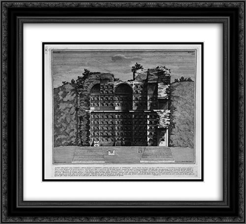 The Roman antiquities, t. 3, Plate XXIV. More insight into the burial chambers above 22x20 Black Ornate Wood Framed Art Print Poster with Double Matting by Piranesi, Giovanni Battista