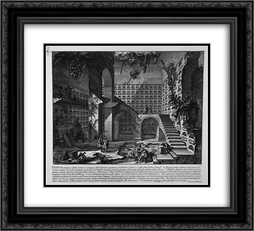 The Roman antiquities, t. 3, Plate XXXIX. Interior view of the room adjacent to the burial chambers above 22x20 Black Ornate Wood Framed Art Print Poster with Double Matting by Piranesi, Giovanni Battista