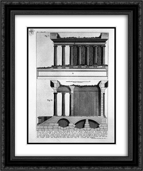 The Roman antiquities, t. 4, Plate L. Vista of the menagerie of wild beasts made ??by Domitian to use the amphitheater 20x24 Black Ornate Wood Framed Art Print Poster with Double Matting by Piranesi, Giovanni Battista