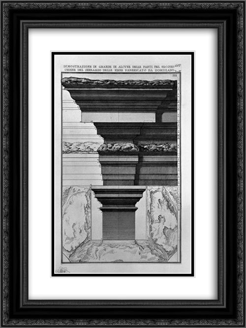 The Roman antiquities, t. 4, Plate LVI. Vista of some of the great parts of the second order of the seraglio of the fairs `manufactured by Domitian 18x24 Black Ornate Wood Framed Art Print Poster with Double Matting by Piranesi, Giovanni Battista