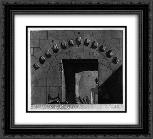The Roman antiquities, t. 4, Plate XI. View of the underground foundation of the Mausoleum of Adrian`s helium 22x20 Black Ornate Wood Framed Art Print Poster with Double Matting by Piranesi, Giovanni Battista