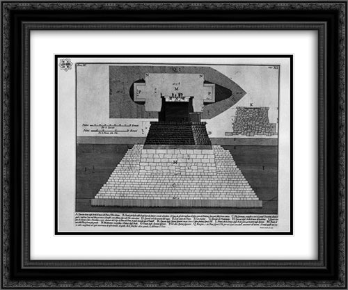 The Roman antiquities, t. 4, Plate XII. View of an entrance to the upper room into the boulder burial d`Elio Adriano 24x20 Black Ornate Wood Framed Art Print Poster with Double Matting by Piranesi, Giovanni Battista