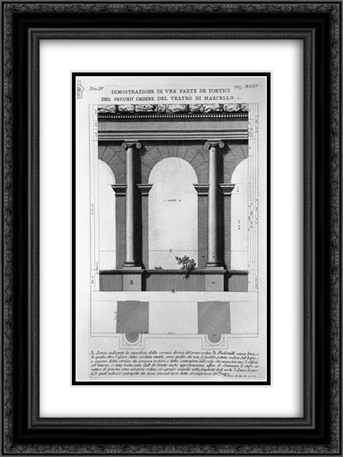 The Roman antiquities, t. 4, Plate XXXV. Great Vista of some of the Doric order of the second `Theatre of Marcellus 18x24 Black Ornate Wood Framed Art Print Poster with Double Matting by Piranesi, Giovanni Battista