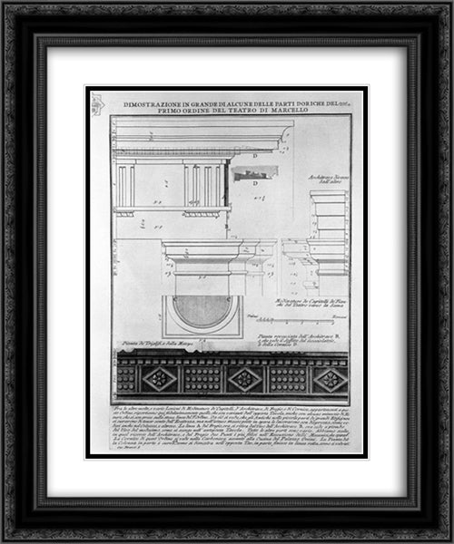 The Roman antiquities, t. 4, Plate XXXV. Great Vista of some of the first order of the Doric of the Theatre of Marcellus 20x24 Black Ornate Wood Framed Art Print Poster with Double Matting by Piranesi, Giovanni Battista