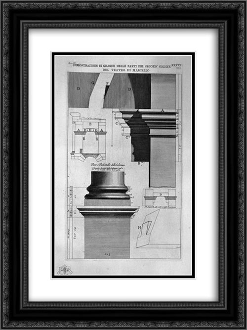 The Roman antiquities, t. 4, Plate XXXVI. Vista of a second part of the arcades of the Theatre of Marcellus 18x24 Black Ornate Wood Framed Art Print Poster with Double Matting by Piranesi, Giovanni Battista