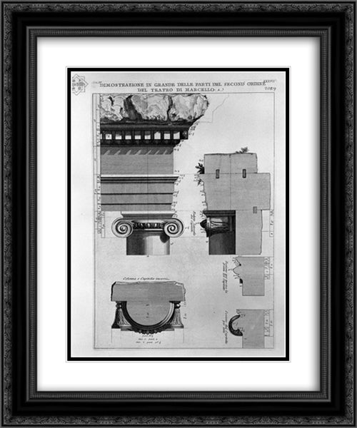 The Roman antiquities, t. 4, Plate XXXVII. Vista of the second-largest share of the Theatre of Marcellus 20x24 Black Ornate Wood Framed Art Print Poster with Double Matting by Piranesi, Giovanni Battista