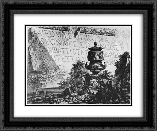 Vedute di Roma 24x20 Black Ornate Wood Framed Art Print Poster with Double Matting by Piranesi, Giovanni Battista