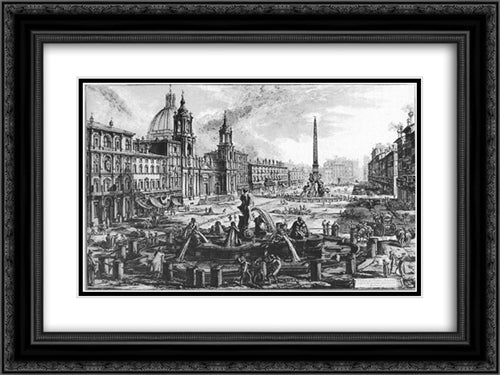 Vedute di Roma 24x18 Black Ornate Wood Framed Art Print Poster with Double Matting by Piranesi, Giovanni Battista