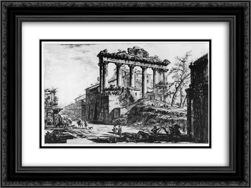 Vedute di Roma 24x18 Black Ornate Wood Framed Art Print Poster with Double Matting by Piranesi, Giovanni Battista