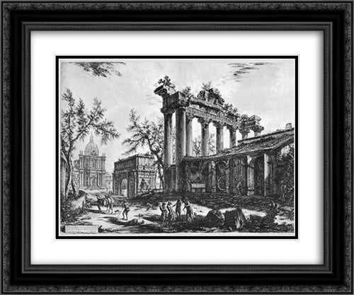 Vedute di Roma 24x20 Black Ornate Wood Framed Art Print Poster with Double Matting by Piranesi, Giovanni Battista