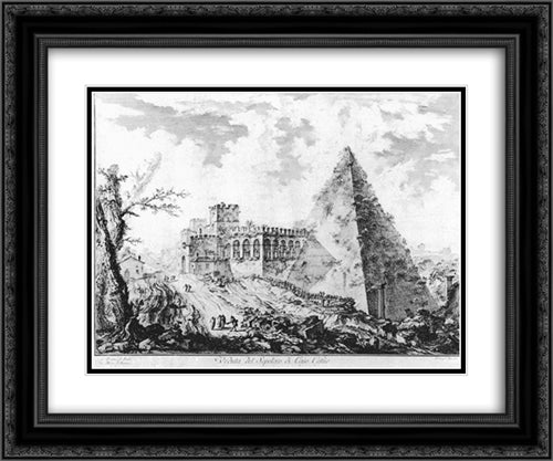 Vedute di Roma 24x20 Black Ornate Wood Framed Art Print Poster with Double Matting by Piranesi, Giovanni Battista