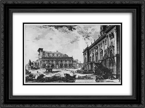 Vedute di Roma 24x18 Black Ornate Wood Framed Art Print Poster with Double Matting by Piranesi, Giovanni Battista