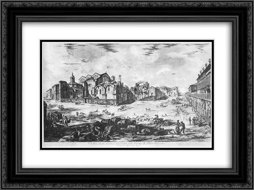 Vedute di Roma 24x18 Black Ornate Wood Framed Art Print Poster with Double Matting by Piranesi, Giovanni Battista