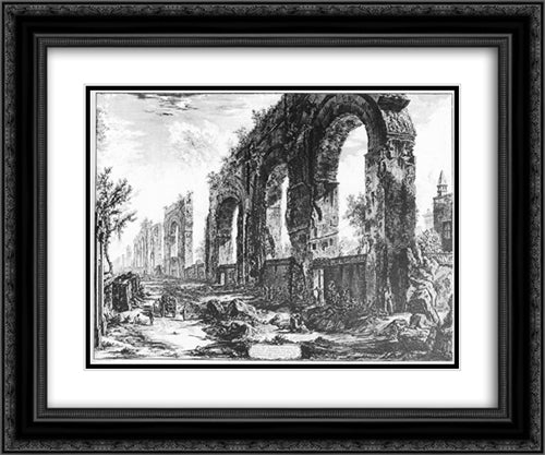 Vedute di Roma 24x20 Black Ornate Wood Framed Art Print Poster with Double Matting by Piranesi, Giovanni Battista